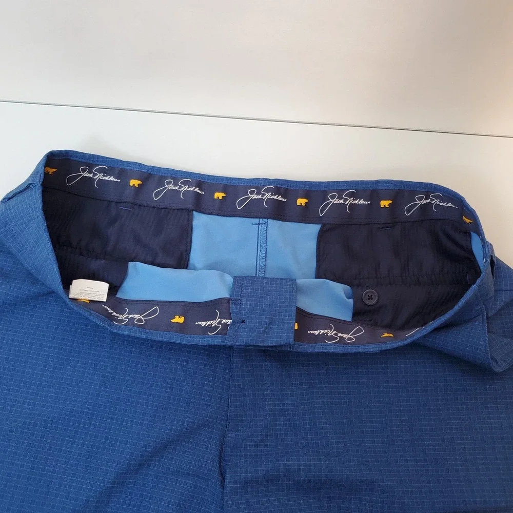 Jack Nicklaus Mens Size 40 Blue Weave Print Stretch Tech Golf Chino Shorts
